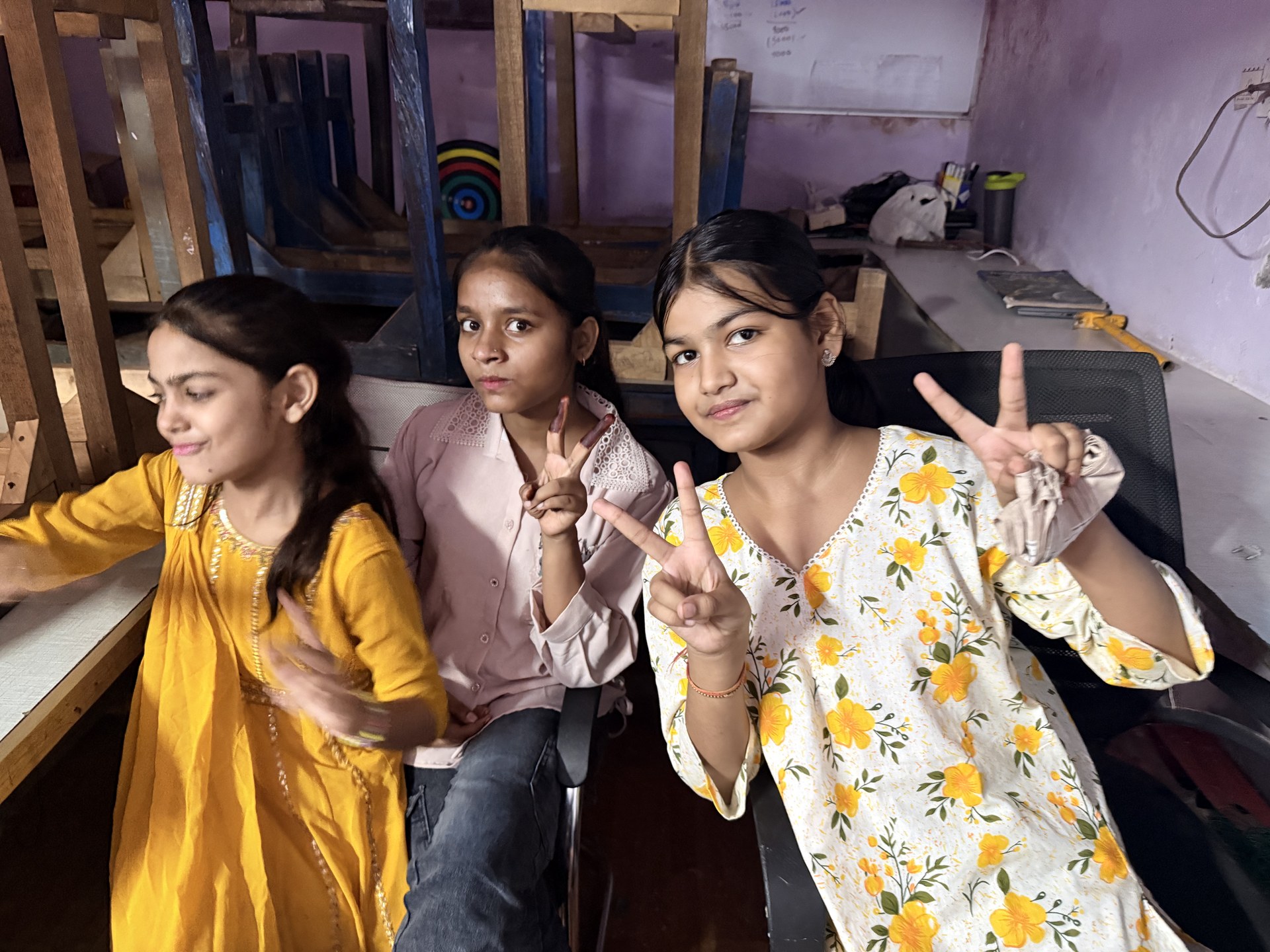 SCC Classes students and teachers celebrating together at the Tughlakabad Extension centre