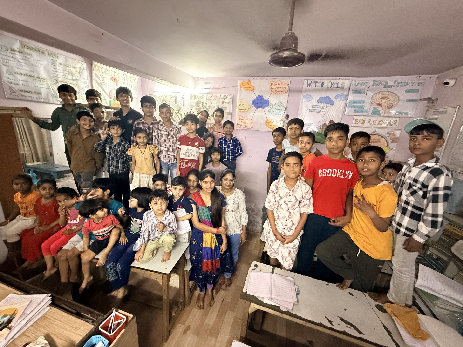 SCC Classes students and teachers celebrating together at the Tughlakabad Extension centre