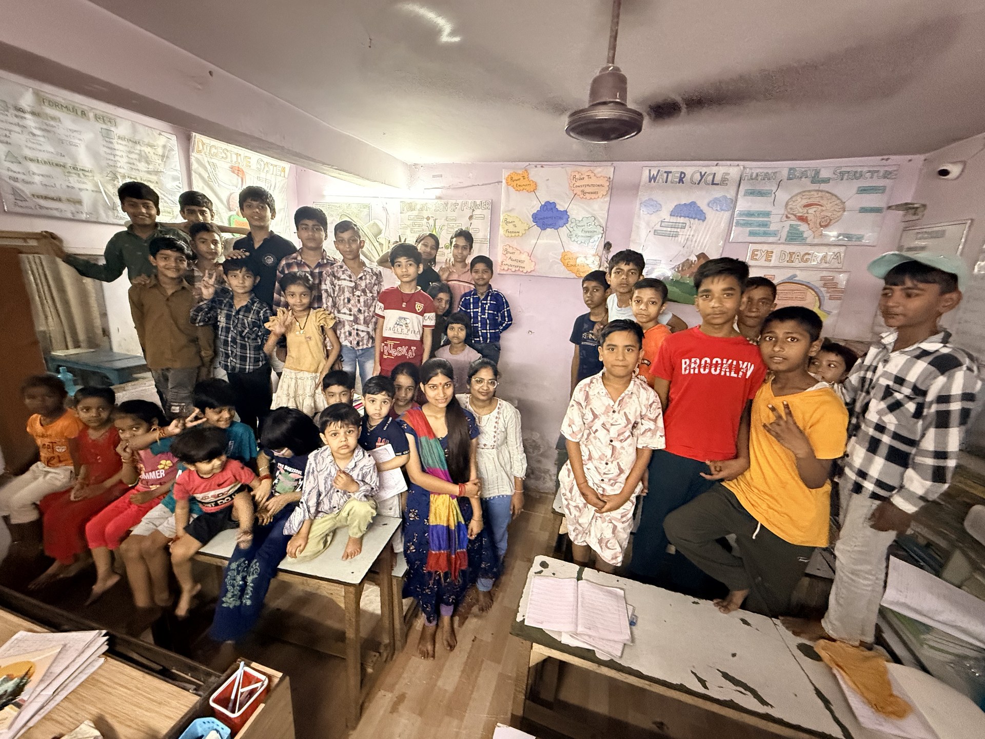 SCC Classes students and teachers celebrating together at the Tughlakabad Extension centre