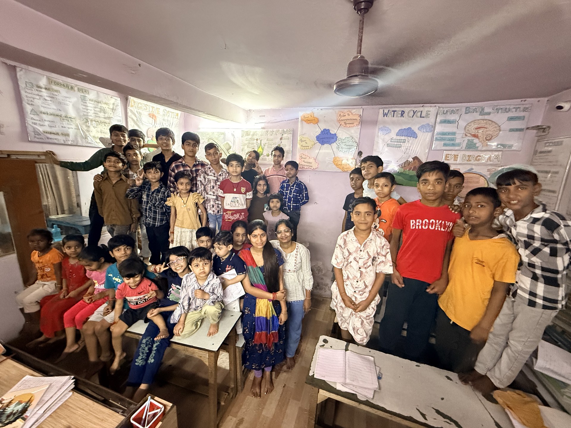 SCC Classes students and teachers celebrating together at the Tughlakabad Extension centre